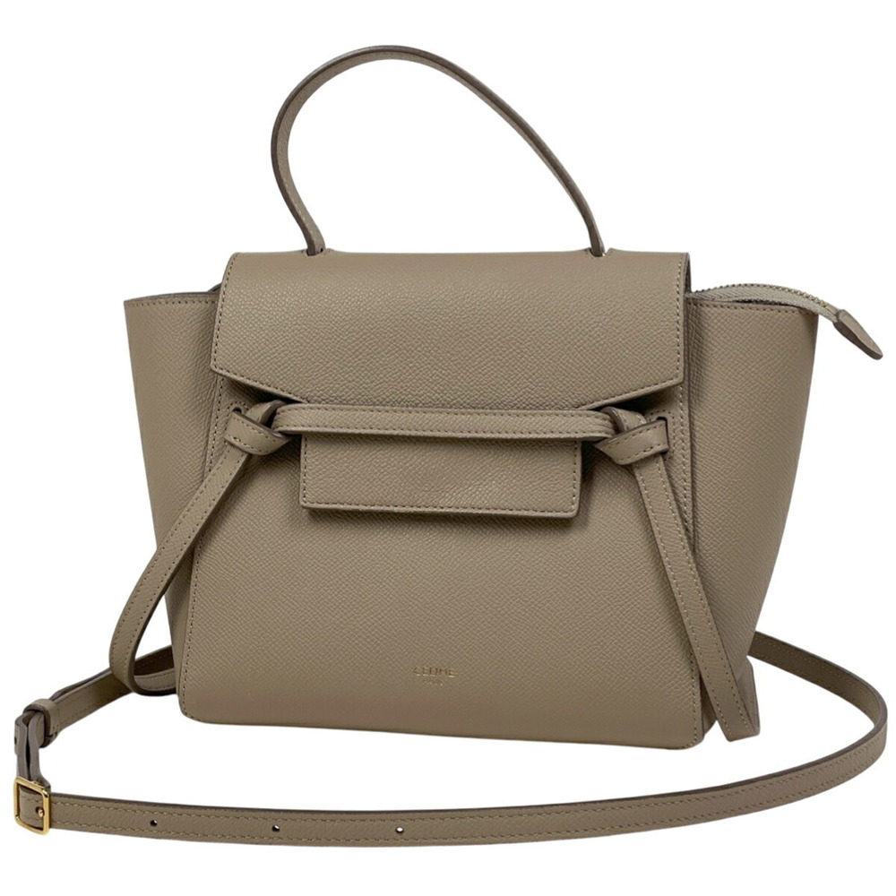 Celine Belt Bag Shoulder Handbag Leather Beige